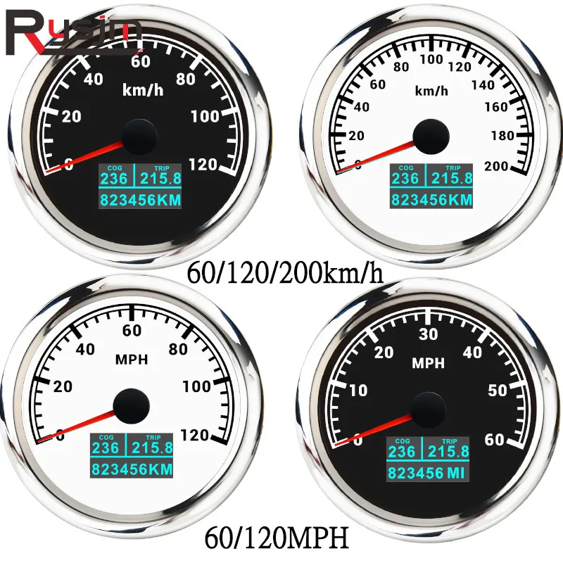 85mm 3 in 1 Marine Boat GPS Speedometer Odometer Gauge 60 MPH Knots GPS