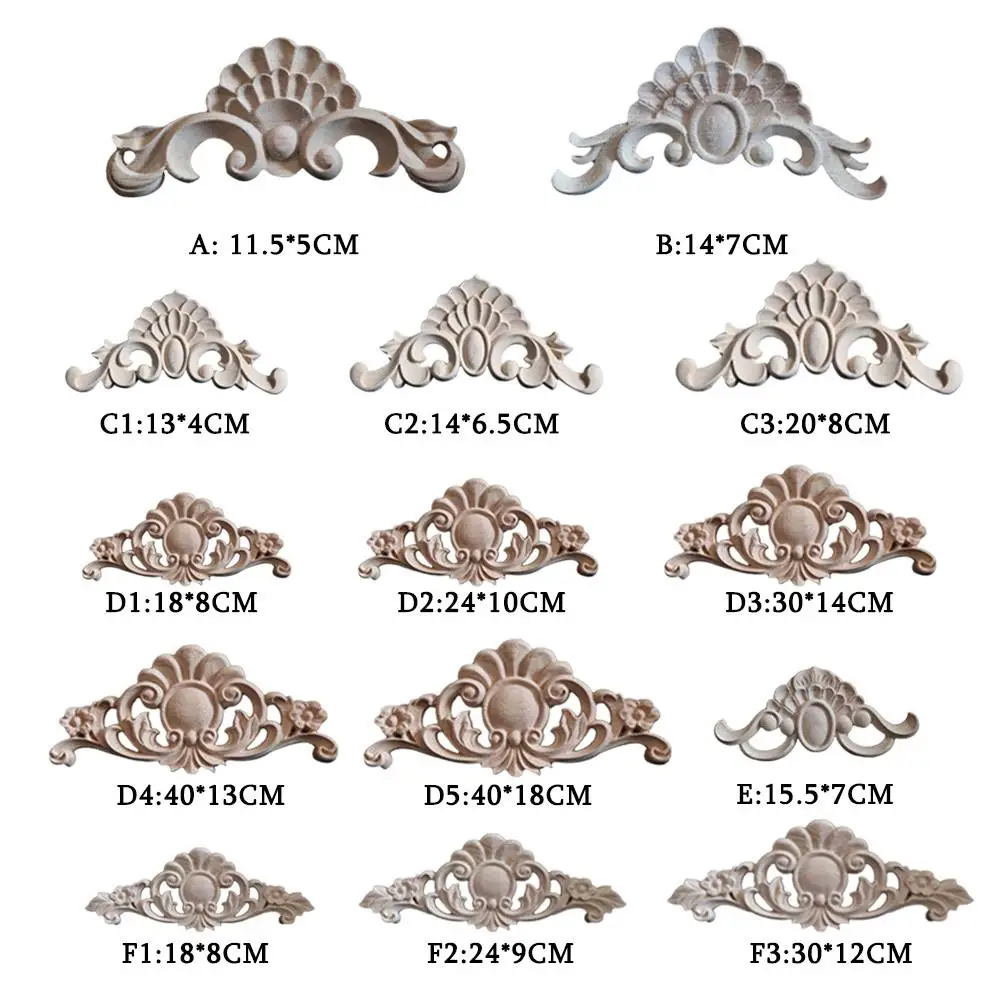 

Wood Carved Corner Onlay Vintage Applique Frame Wall Doors Furniture Decorative