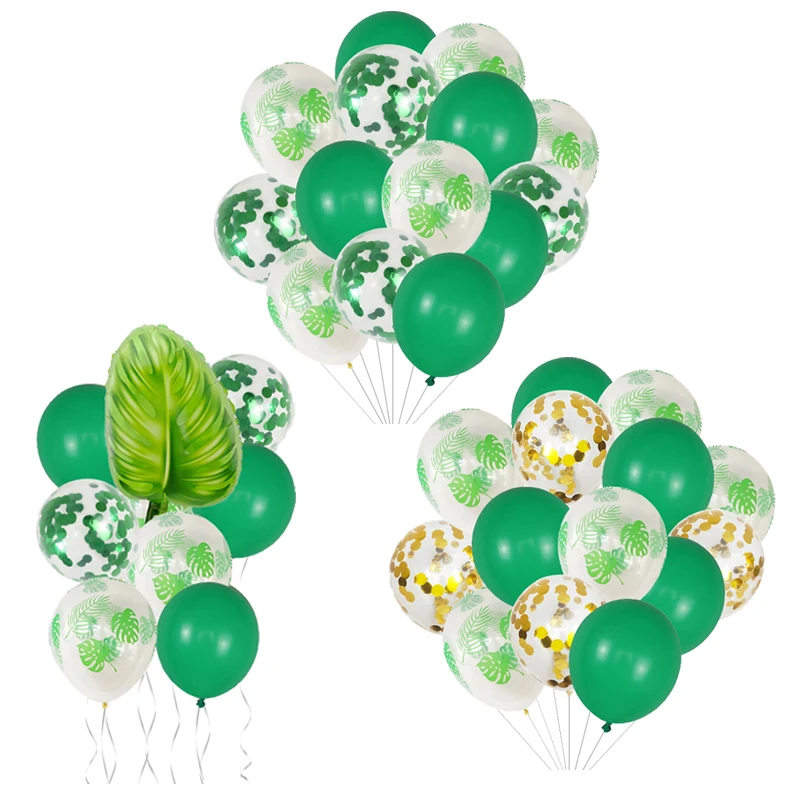 

12inch Green Latex Balloons Tropical Wind Turtle Leaf Tableware Summer Hawaii Jungle Wedding Birthday Party Decor Kids Balloon