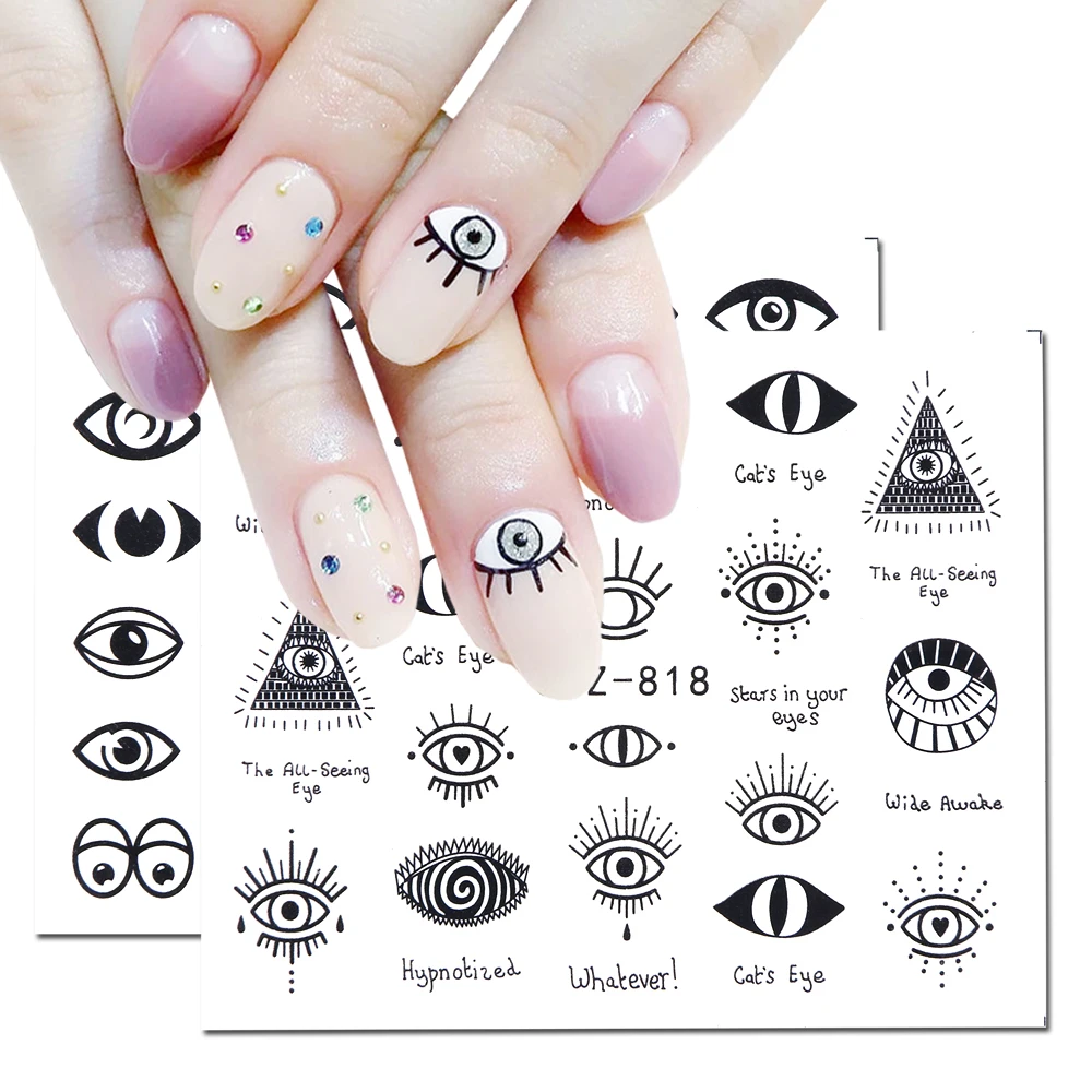 19pcs Mixed Sexy Designs Nail Art Stickers Set Leopard Abstract Eyes Full Wraps Sliders For Winter Nail Art Decor Decals LA765-1