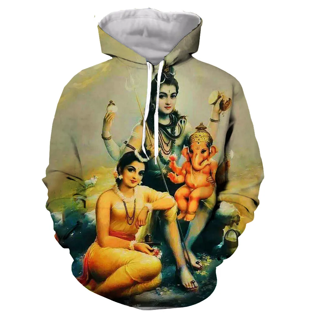 Lord Shiva Komik 3D Bask l Erkek Kad n Kap onlu Hoodie Kazak Moda 