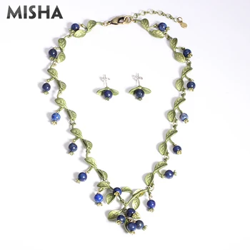 

MISHA New Trendy Jewelry Set Necklace Earrings For Women Blueberry Design Ladies Jewelry Sets Charm Necklace Earrings Handmade