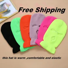 Ski Mask Knitted Face Cover Winter Balaclava Full Face Mask for Winter Outdoor Sports CS Winter Three 3 Hole Balaclava Knit Hat