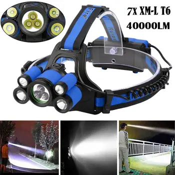 

40000 LM 7X XM-L T6 LED Rechargeable Headlamp Headlight Travel Head Torch outdoor tourism adventure lighting headlights #2A12