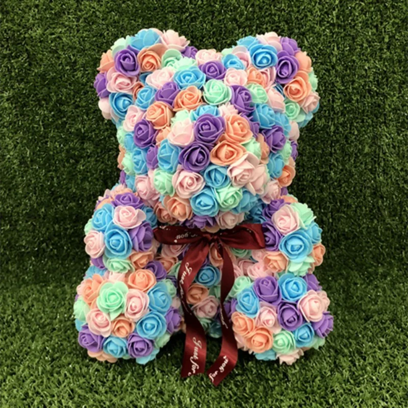 

Artificial Flowers Rose Bear Multicolor PE Foam Rose Teddy Bear Girlfriend Anniversary Valentines Day Gift Birthday Party Decor