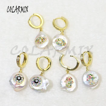 

5 pairs Baroque pearl earrings hook earrings dangle earrings natural pearl with crystal beads accessories for women 7187