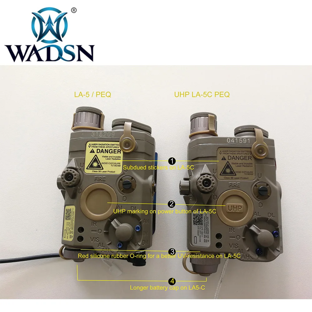 WADSN LA-5 UHP PEQ красный точечный Лазер + белый светодиодный тактический фонарик + ИК линзы Охотничья винтовка страйкбол батарейный отсек WEX396