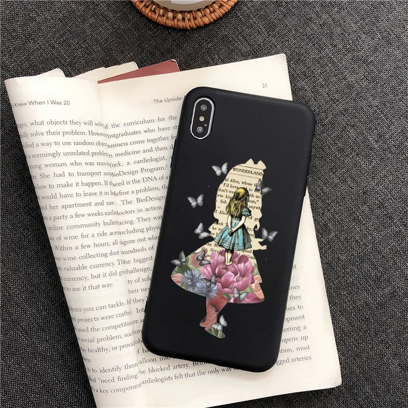 Чехол для телефона с изображением принцессы Алисы в стране чудес для iphone 8 plus, чехол для телефона для iphone X, 5S, SE, 6, 6s, 7 Plus, 11 PRO MAX, Черный силиконовый чехол из ТПУ
