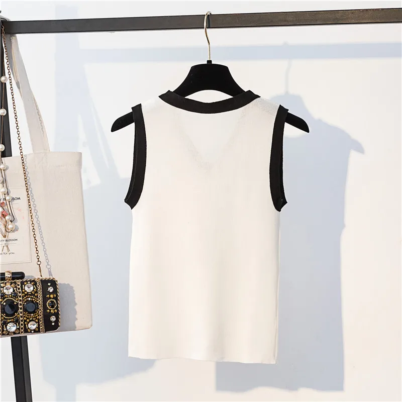New Spring summer Loose large size Sleeveless vest Female Bow V-neck knitting vest Tops cc1645