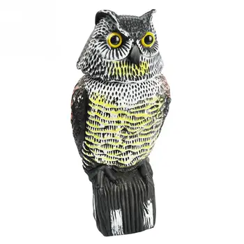 

Fake Scare Birds Shadow Patio Scarecrow Owl Statue Outdoor Garden 360 Rotate Head With Voice Realistic Home Decor Yard