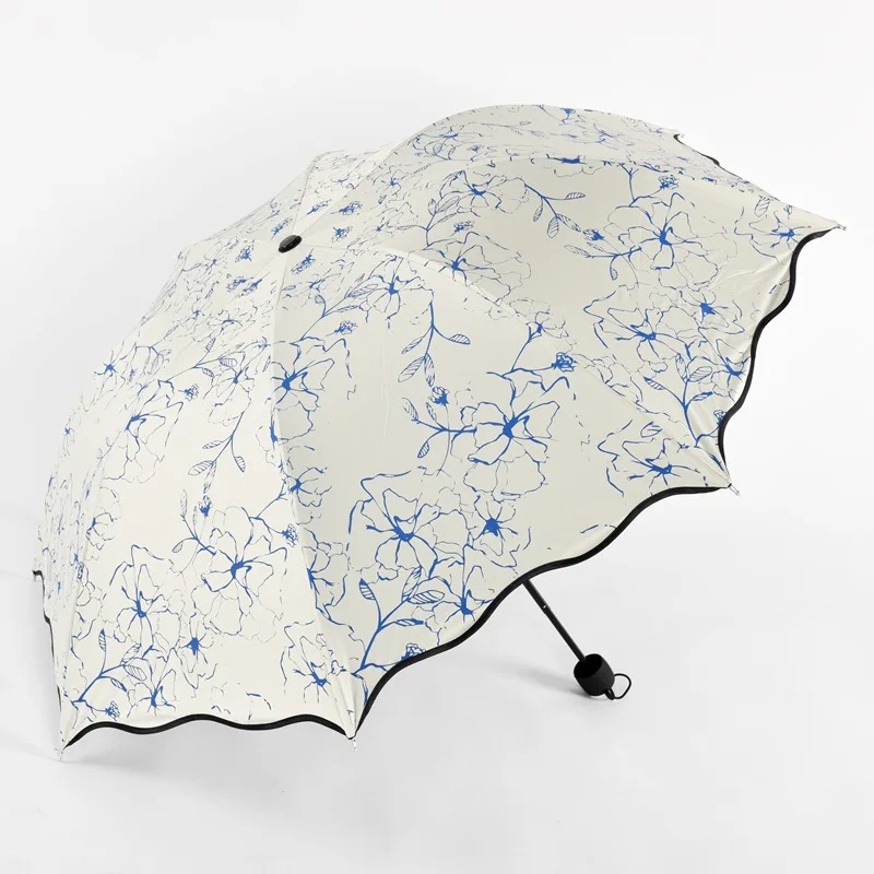 Umbrella B Солнцезащитный мини Зонт складывающийся в карман дождь женский мужской белый дождливый зонтик Анти-УФ водонепроницаемый портативный зонты с черным покрытием QZH318 - Цвет: Umbrella B