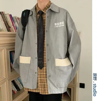 

Fall 2020 New Personality Corduroy Jacket Men's Japanese Style Loose Casual Jackets Man Chinese Elements Pure Color Street Wear