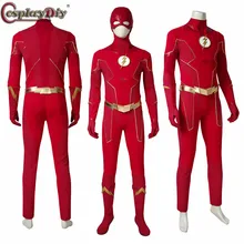 Косплэй diy флэш сезон 6 костюм Бэрри Аллена Косплэй наряд комбинезон Flash Сапоги перчатки на Хэллоуин для взрослых индивидуальный заказ