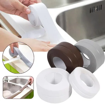 

PVC Adhesive Tape Durable Use 1 ROLL Kitchen Bathroom Wall Sealing Tape Gadgets Waterproof Mold Proof 3.2mx3.8cm/2.2cm