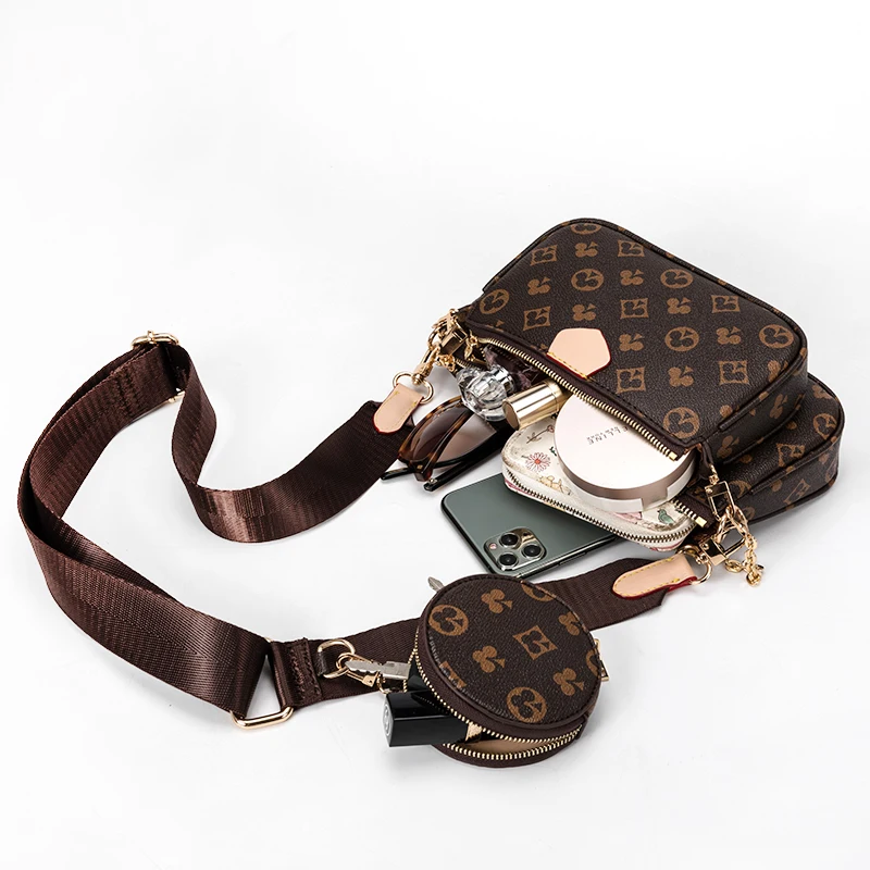 

2020 New Fashion Brand Designer 3-IN-1 Messenger Handbag Tote Leather Floar Crossbody Tote Clutch New Shoulder Bag Clutch Totes