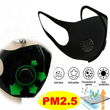 

PM2.5 Washable Cotton Face Mouth Mask Anti Dust Pollution Filter With Valve Dust Mask Filter Reusable Protective Mask