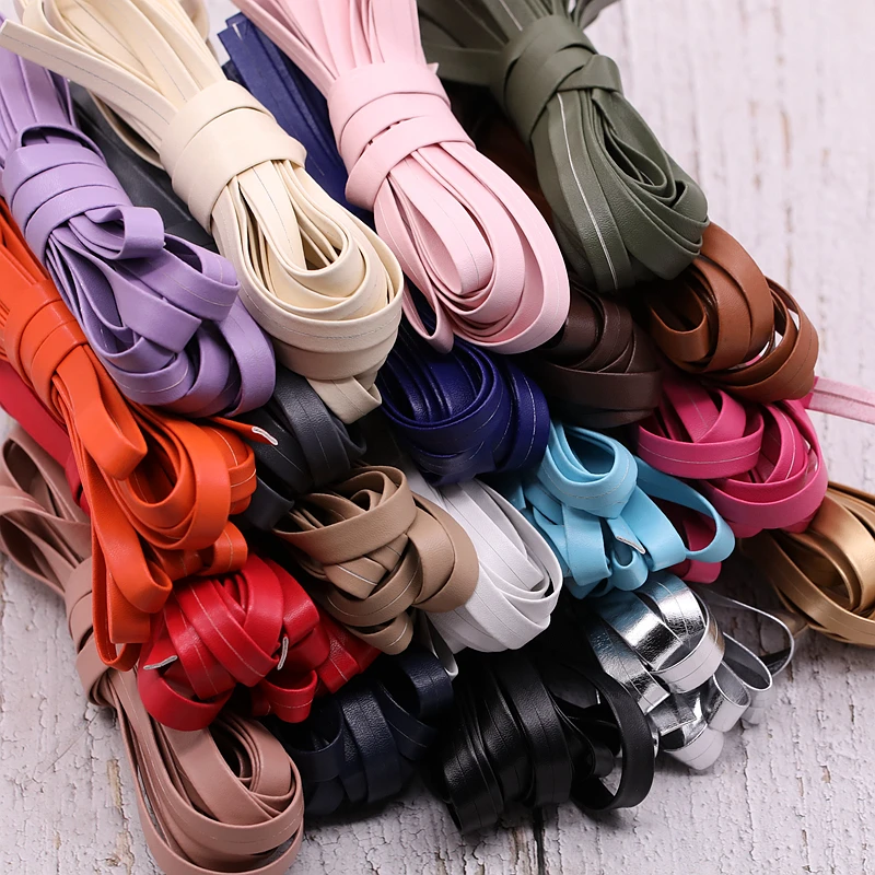 

5 meter/lot DIY handmade jewelry accessories 1cm width colorful Pu leather double folding cord