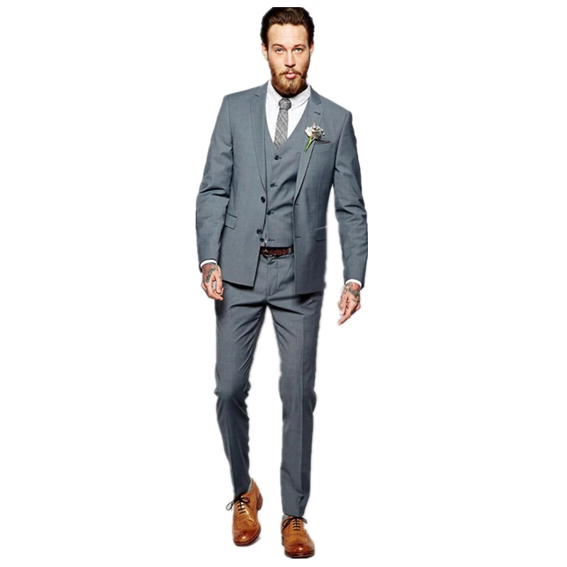 カスタムメイドグレーメンズスーツフォーマルスキニーシンプルなウェディングは現代ブレザー男性3ピース新郎が着用する ジャケット パンツ ベスト Tailor Made Suits Aliexpress