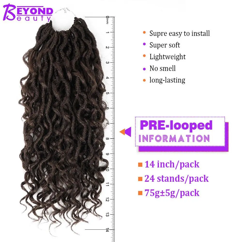 Goddess Faux Locs Curly вязание крючком косички женские Locs волосы 24 стойки/упаковка Синтетические плетение наращивание волос