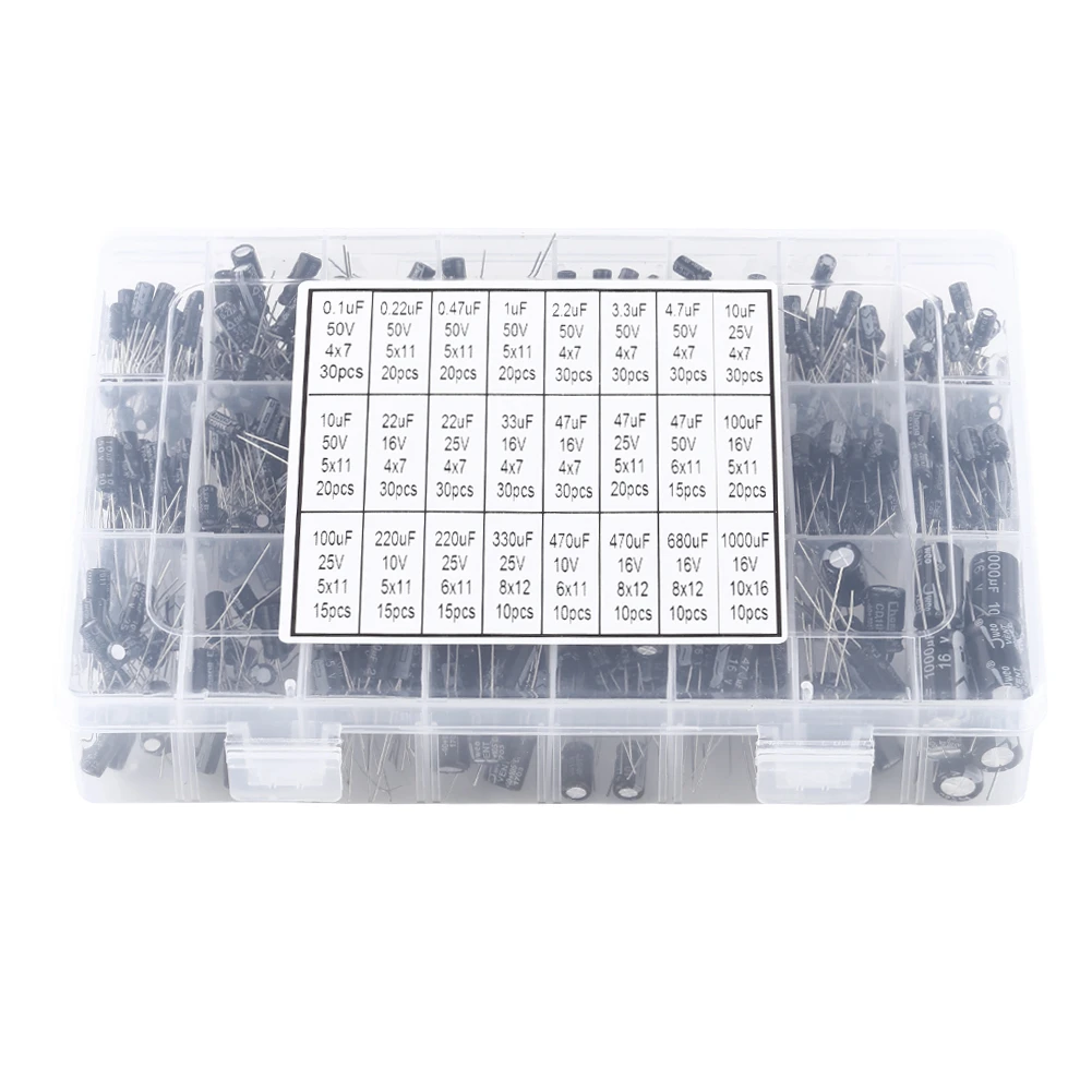 0.1uF Suitable for DIY Circuit 1000uF 500pcs 24 Values Aluminum Electrolytic Capacitor Assorted Kit 10V~50V with Plastic Storage Box Electrolytic Capacitors 0.1uF Suitable for DIY Circuit 1000uF 500pcs 24 Values Aluminum Electrolytic Capacitor Assorted Kit 10V~50V with Plastic Storage Box Electrolytic Capacitors