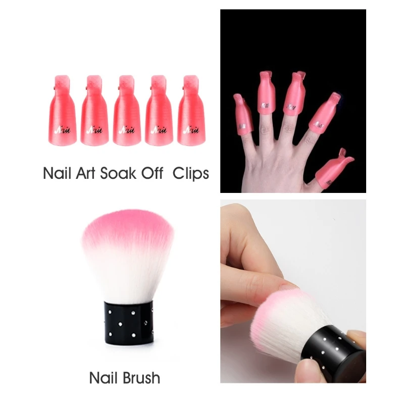 1 набор наклейка для щеток ногтей пилка кутикулы мягкая ручка замочить зажимы