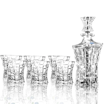 

Whiskey Decanter And Glasses Bar Set, Includes Whisky Decanter And 6 Cocktail Glasses - 7 Piece Set 200903-13