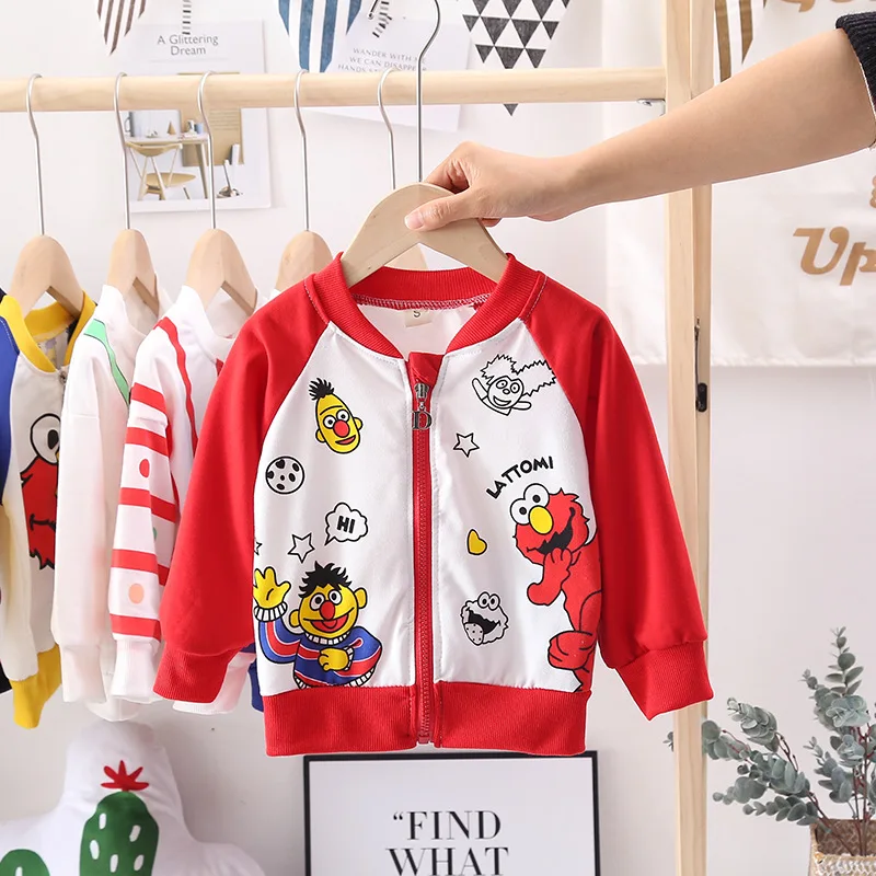 

Infants Spring New Style Korean-style Boy's Casual Versatile Mixed Colors Cartoon Pattern Zip-up Shirt Long-sleeved Sweater