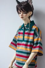 BJD – vêtements de poupée, POLO rayé à manches courtes, T shirt pour 1/3 BJD SD DD SD17 oncle POPO68, taille de poupée, rouge, jaune, vert, gris
