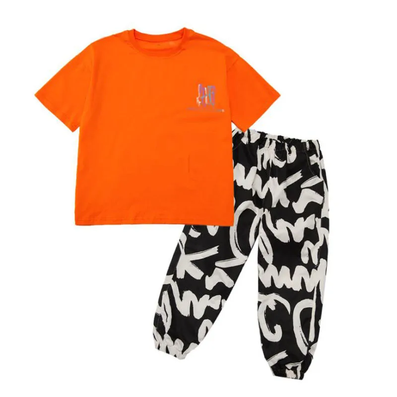 Girl Dance Costume Girls Jazz Dance Hip Hop Outfits Loose Tshirt Jogger Pants for Street Dancing Kids Modern Stage Wear girl dance costume children costumes