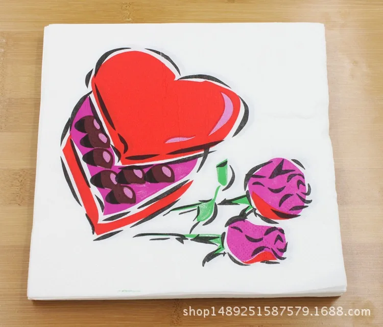 [Доступно в настоящее время] цветные свадебные салфетки с принтом сердца бумажное полотенце Kleenex RUWD-08