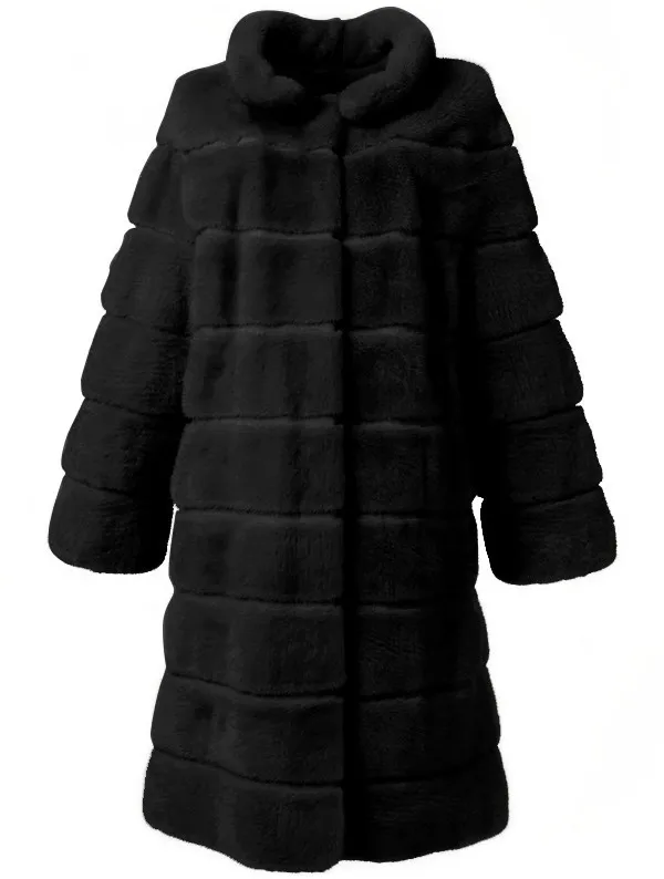 Пальто из искусственного меха manteau femme hiver зимняя женская верхняя одежда Casaco De Pele Falso воротник-стойка длинное Норковое меховое пальто куртка X715