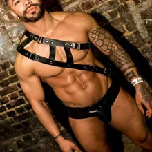 Сексуальное мужское белье, искусственная кожа, регулируемый нагрудный ремень для тела, пряжки, ремни, костюм бандаж для мужчин, Wetlook, аксессуары для одежды