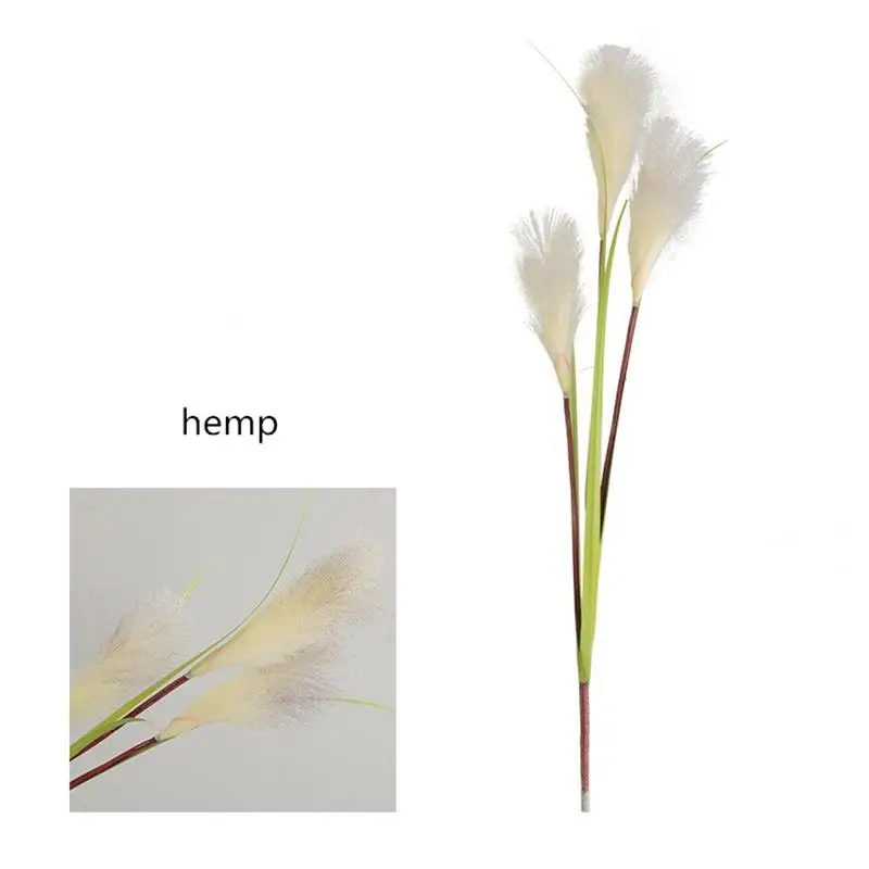 1pc 90CM Artificial Reed Flower Three Head Simulation Reeds Flowers Plant Home Office Decor Fake Flower Wedding Party Decoration