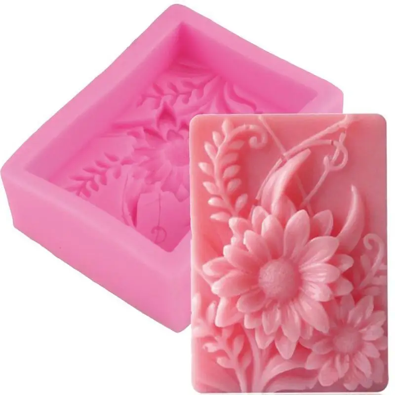 1pc New Sunflower Flower Shape Silicone Handmade Soap Mold Diy Crafts Personality Creative Daily Necessities Decoration