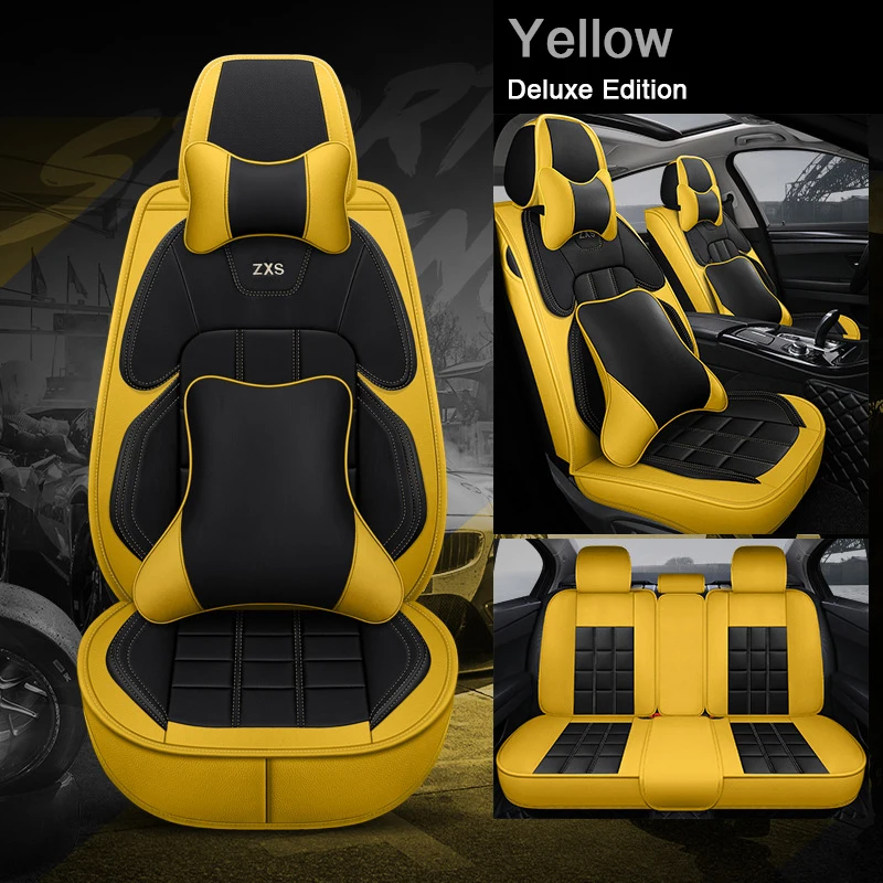 Yellow A Специальный кожаный чехол для автокресла, подушка для автокресла, желтый цвет, коврик для автокресла, чехлы для автокресла, универсальные Соединенные поставки - Название цвета: Yellow A