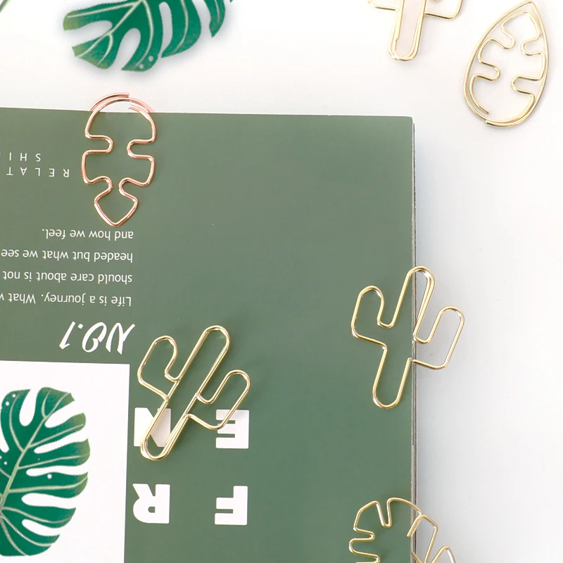 Paper Clips 8pcs/set Bookmark Metal Paper Clip Decor Rose Gold Colorfur Book Note Decoration Binder Clip Stationery School Office