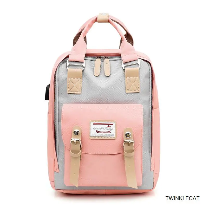 Pink Gray Сумка для подгузников для мам, Большая вместительная сумка для подгузников, модный рюкзак для путешествий, сумка для ухода за ребенком, женская модная сумка - Цвет: Pink Gray