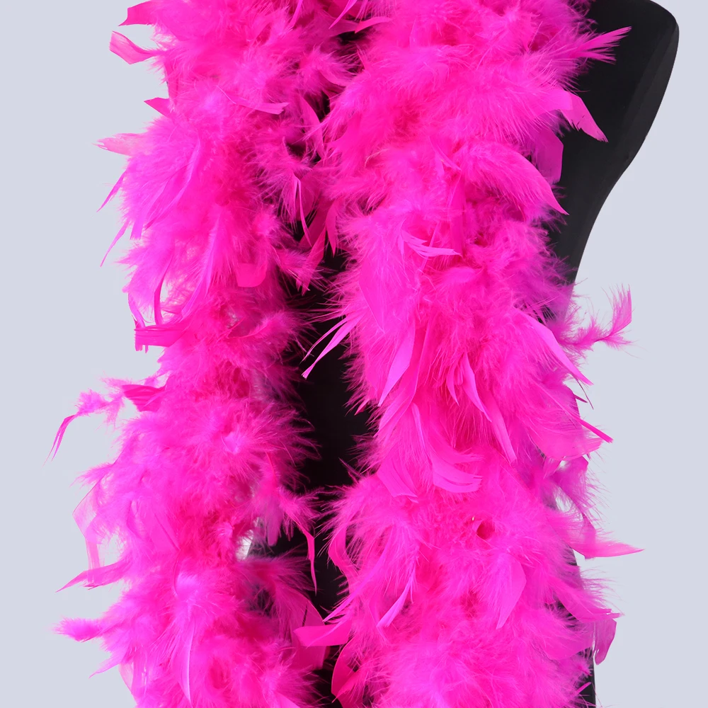 WCFeatherS 60 грамм Fulffy окрашенная розовая индейка Перья Марабу Боа на праздник, украшение для платья отделка перьев 2 метра - Цвет: rose