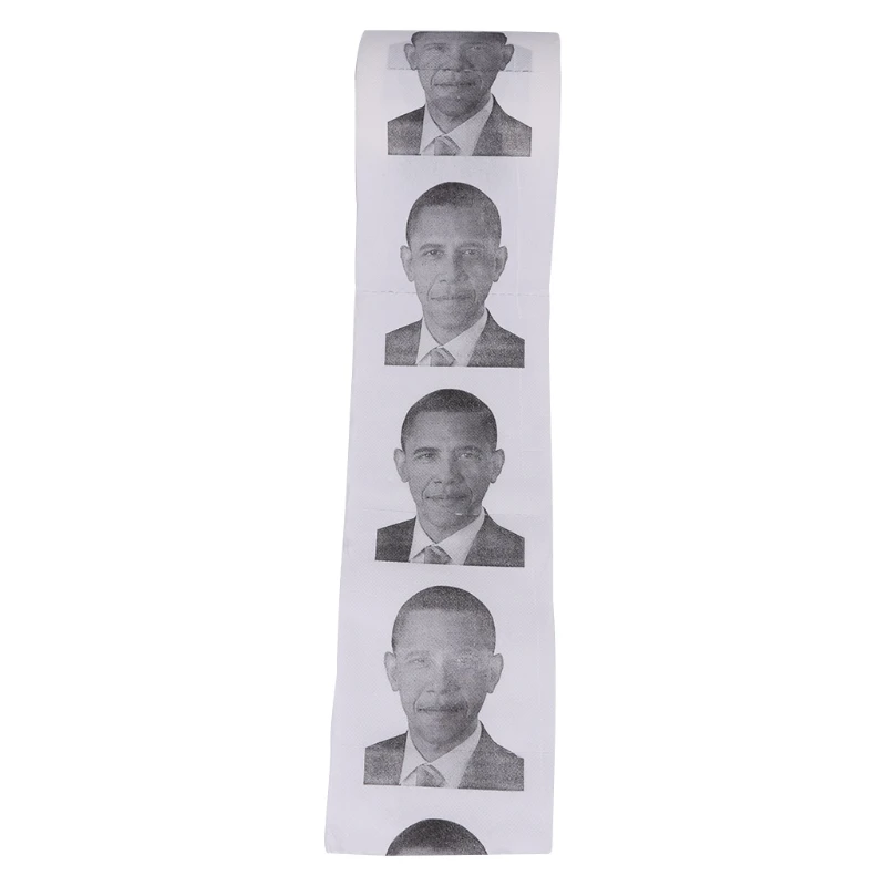 Забавные напечатаная Туалетная Бумага 1 рулон Обама подарок ткани Гостиная Ванная комната D2TA