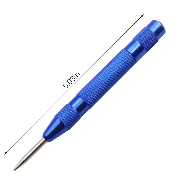 5 Inch Automatic Center Pin Punch Spring Loaded Marking Starting Holes Tool Wood Press Dent Woodwork Tool Drill Bit Blue