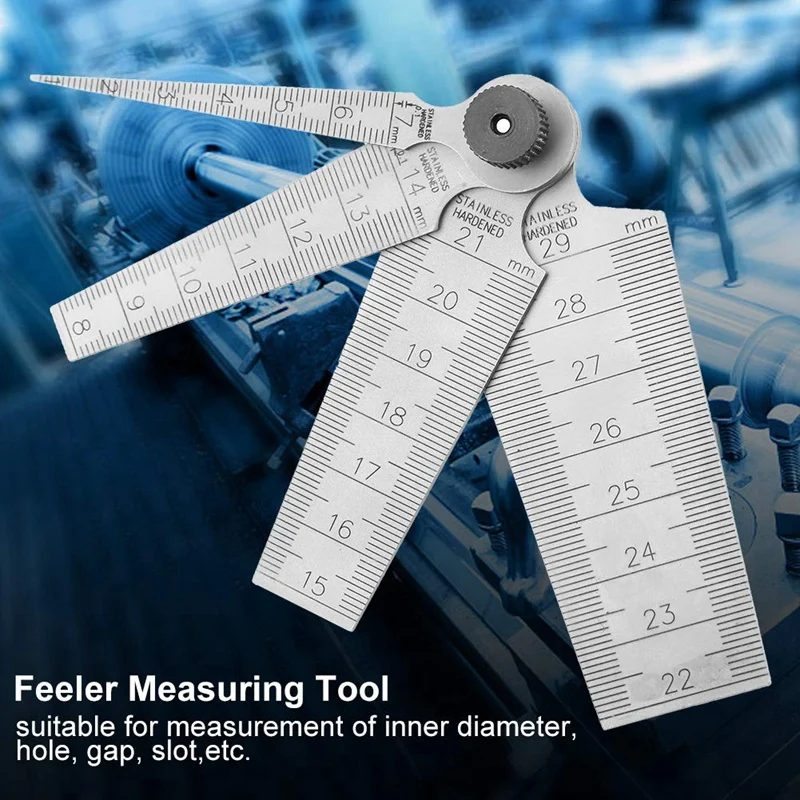 

1 Set Taper Gage Stainless Steel Welding Taper Feeler Gauge Rulers Hole Inspection Tool