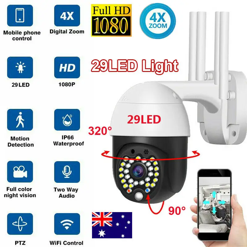 1080P HD IP CCTV камера водонепроницаемая наружная WiFi PTZ беспроводная ИК камера безопасности