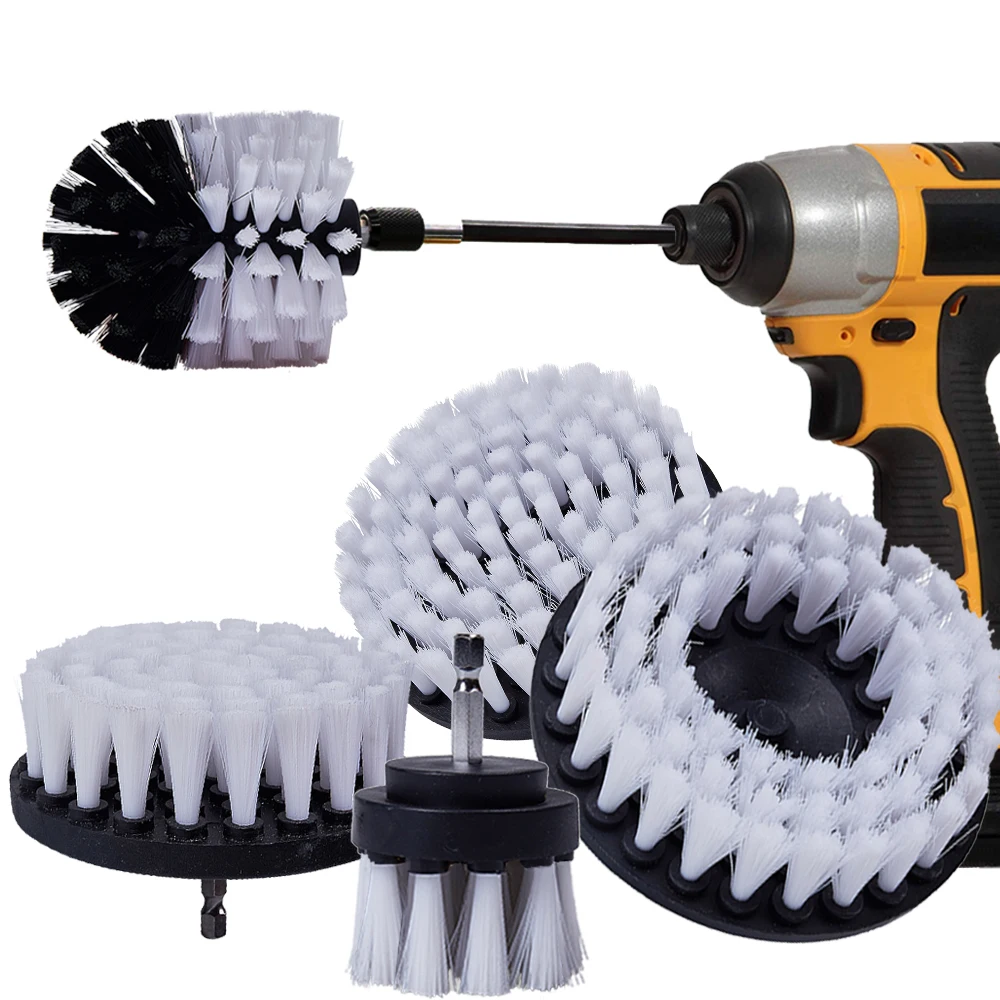 2/3, 5/4/5 taladro cepillo blanco limpiador eléctrico cepillo detallado de coches cepillos para la alfombra del coche de cuero Cristal de rueda de neumático de coche cepillo