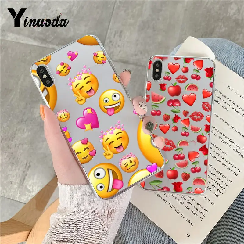 

Yinuoda EMOJI Transparent Phone Cover Case for iPhone 8 7 6 6S Plus X 5 5S SE XR XS XSMAX Coque Shell Fundas Capa