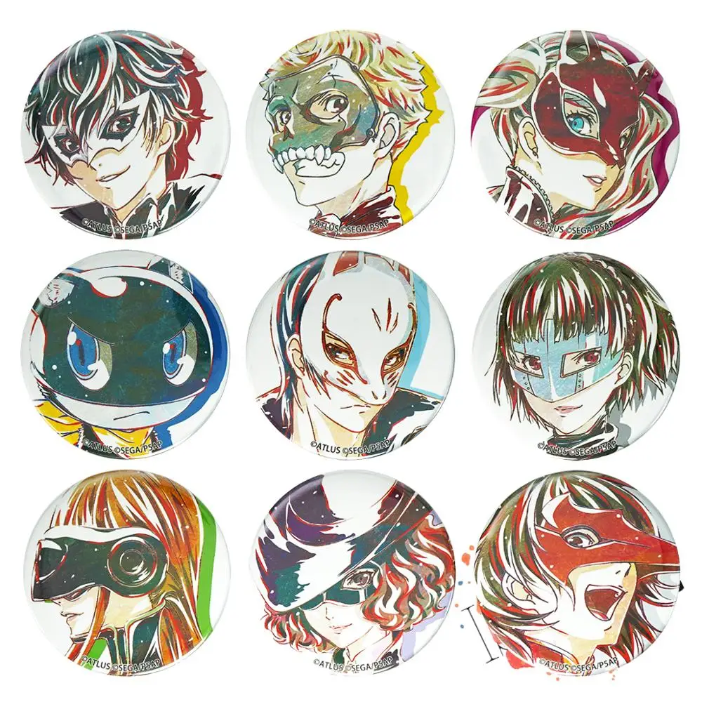Значок на 5 знаков аниме P5 Goro Akechi Joker Ren Amamiya Ryuji Anne Morgana Yusuke Makoto Futaba Haru Mask