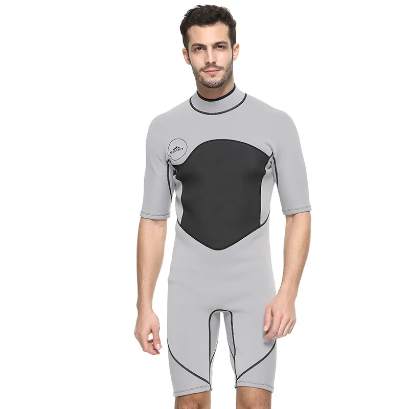 

Sbart Men's 2 Mm One-piece Diving Suit Warm Cold Short Sleeve Snorkeling Sunscreen Surfing Winter Swimming Suit