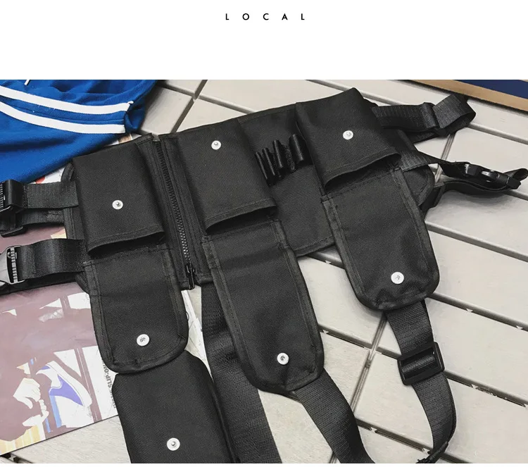 Functional Fashion Chest Rig Bag Men Women Hip Hop Harness Adjustable Tactical Vest Sports Hunting Tactical Packages Bullet Pack