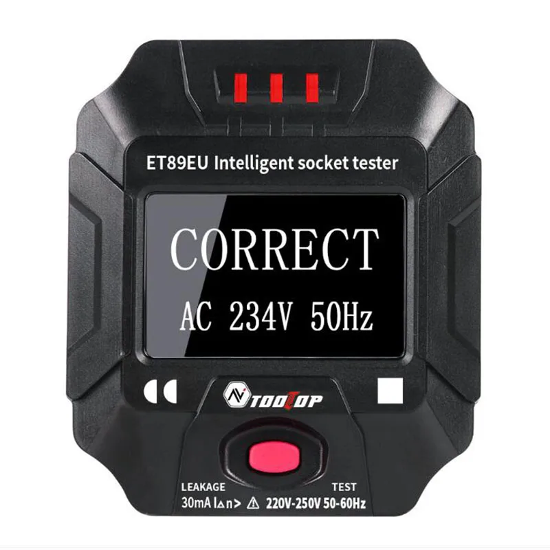 Socket Tester Mains Outlet Tester with LCD Display Neutral Live Earth Wire Testing RCD Test - US/EU Plug