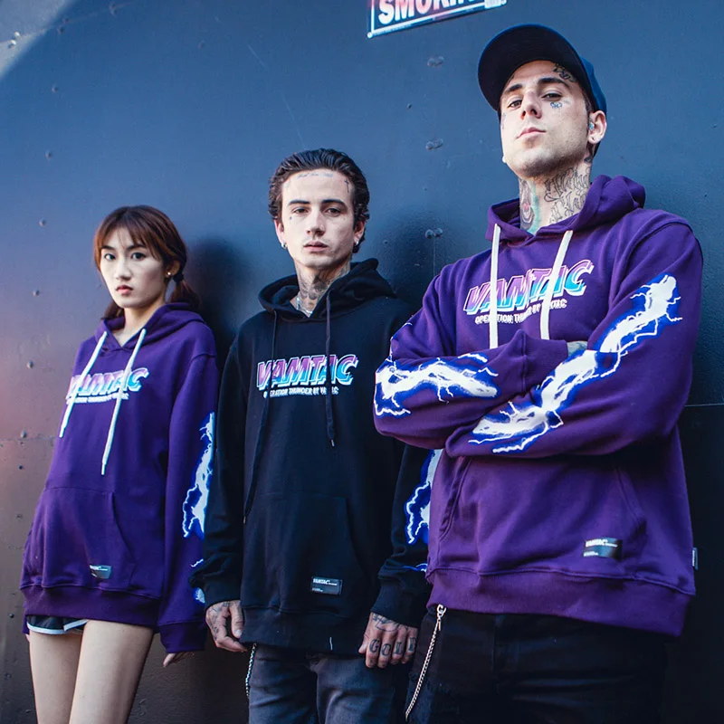 Мужская толстовка в стиле хип хоп черная Повседневная хлопковая с объемным