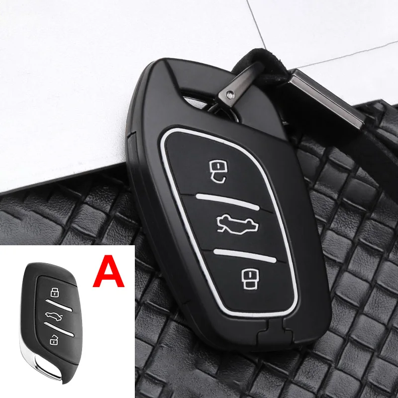 Zinc alloy+Silicone Car Remote Car Key Case Cover For Roewe RX5 I6 Erx5 Ei5 Rx8 RX3 MG6 For MG ZS RX8 Mg 6ZS 3button Accessories - Название цвета: A Black White